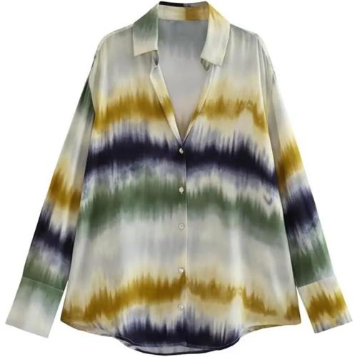 SOZE L...Fulbant Women Tie Dye Pants Set Shirts Long Sleeve Casual Sets Straight Trousers Single Breasted Tops Loose Outfits