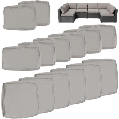 14Pcs Outdoor Cushion Covers Replacement Washable w/Zipper for 6-Seaters Sofa Patio Slipcovers Set Seat and Back Covers Only-25x25x3.15inch