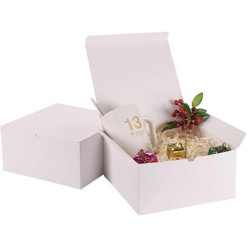 10 Pack White Gift Boxes Paper Gift Box with Lids for Wedding Present, Bridesmaid Proposal Gift, Cupcake Boxes, Birthday Party Favor, Engagements and Christmas