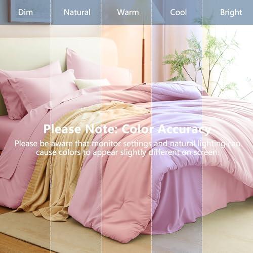 CozyLux Full Size Comforter Set Pink, 7 Pieces Bed in a Bag