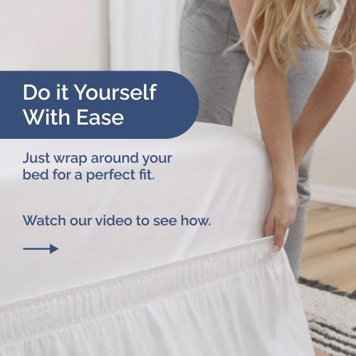 Size King Color White Wrap Around Dust Ruffle Bed Skirt - White - for King Size Beds with 15 Inch Drop - Easy Fit Elastic Strap - Adjustable Pleated Bedskirt w/Brushed Fabric - Wrinkle Free - for Women, Men, Kids & Teens
