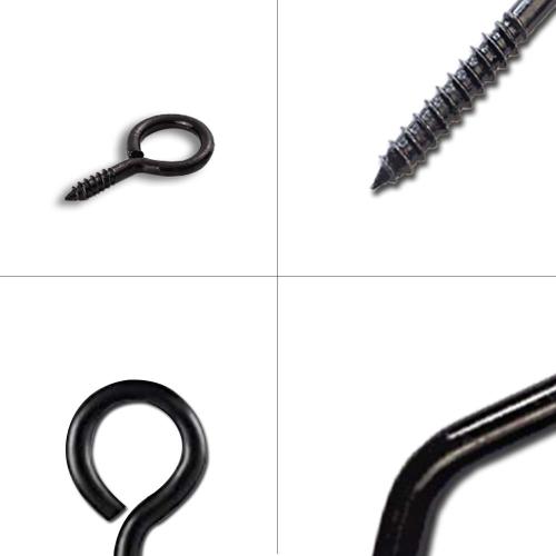 191pcs Screw Eyes Zinc Plated Metal Eye Hook Screw Self Tapping Screws Includes 9 Sizes Color Black