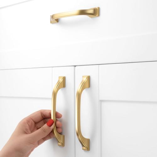 10 Pack Brushed Gold Cabinet Pulls 3-3/4 Inch Gold Cabinet Handles Gold Hardware for Kitchen Cabinets 8222 Drawers Bedroom Dresser Bathroom Vanity Cupboard