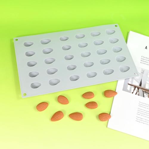 3D Chocolate Molds Silicone - 30 Cavity Almond Mousse Cake Molds for Baking, DIY Dessert, Ice Cube, Candy, Jelly, Resin - Reusable, Flexible, Non-Stick, BPA Free (A_ Almond)