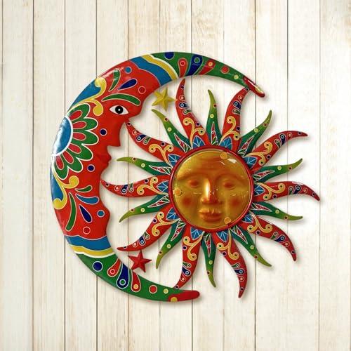 Limygus Colorful Metal Sun Moon Stars Wall Art, Indoor Outdoor Decor for Patio Garden Bedroom