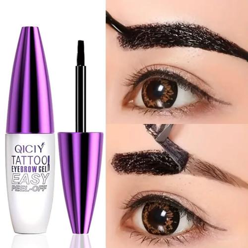 Black Easy Tatoo Eyebrow Gel Peel off - Semi-Permanent Tattoo Eyebrow Tint Kit Waterproof Long - Eyebrow Mascara Volume and Length