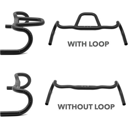 REDSHIFT Kitchen Sink Handlebar with Loop for Road, Gravel, Touring, and Commuter Bikes, Aluminum Drop Bar, 31.8mm Clamp, with 20mm of Rise, 53 cm Width