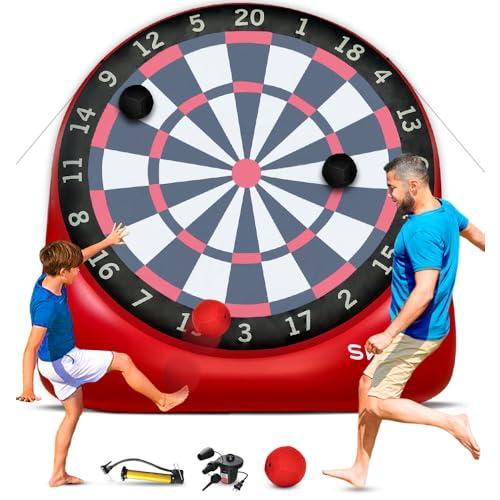 Swooc Games - Premium Inflatable Giant Kick Darts (15  Ways to Play) - Jumbo Soccer Dartboard with Air Pump - Big Carnival Games - Giant Outdoor Games - Oversized Dart Board Yard & Lawn Game