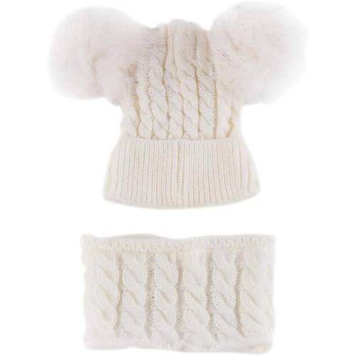 Baby Kids Winter Warm Hat Scarf Set Toddler Beanies Caps Girl Boy with Neck Warmer, Beanie Knit for Cold Weather