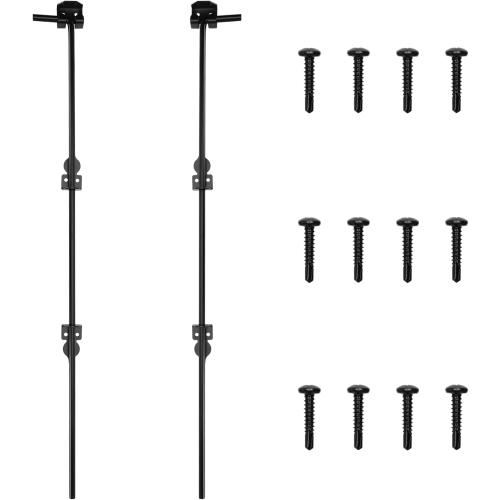 Size 36 Inch 2 pack Color Black Heavy Duty Gate Drop Rod for Gates,Gate Cane Bolt Drop Rod Hardware Ground Latch for Wooden Fences, 36 Cane Bolt Gate Drop Rod,Black Solid Steel(2 Pack for Gate Drop Rod)