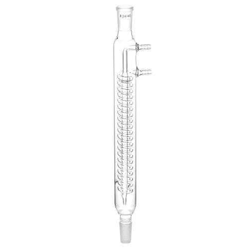 QWORK Glass Reflux Condenser 24/40 - Large Cooling Capacity, Borosilicate Glass, Organic Chemistry Lab Glassware, 175mm in Coil Length 390mm in Overall Height