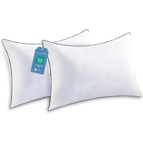 JOLLYVOGUE Standard Pillows Set of 2, Cooling and Supportive Pillows Full Size Set of 2 for Side and Back Sleepers, Down Alternative Hotel Collection Sleeping Pillow