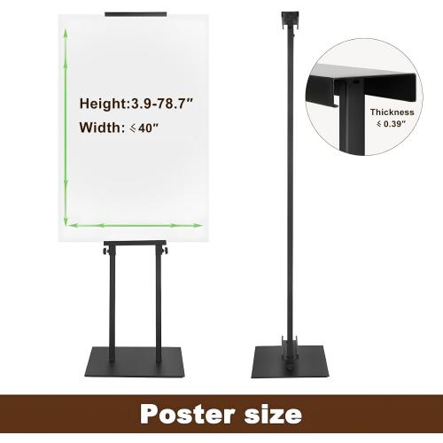 Black Pedestal Poster Sign Stand for Display, Adjustable Height Up to 80 Inchs, Heavy Duty Banner Double Sided Sign Holder for Board & Foam