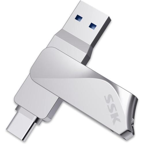 SSK 64GB USB C Flash Drive Dual Drive 2 in 1 OTG USB A 3.2 Gen 1  Type C Memory Stick Thumb Drive, Thunderbolt Pendrive up to 200MB/s Transfer Speed Photo Stick for Android Phones/Tablets/Mac/Laptop