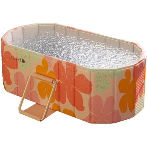 Portable Foldable Bathtub for Adults, Collapsible Portable Tub for Bathroom & Shower Stall, Space-Saving SPA Bathtub for Small Spaces, Quick & Effortless Folding Design (Pink)