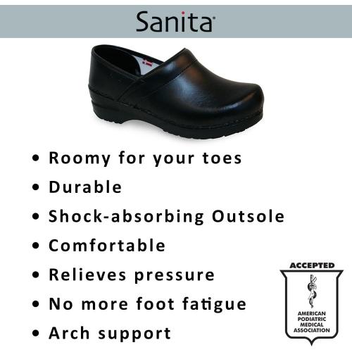 Size ,40 Sanita Ellis Oiled Leather Professional Clogs for Women - Arch Support, Open-Back, Adjustable, APMA-Approved Slip-On Mules