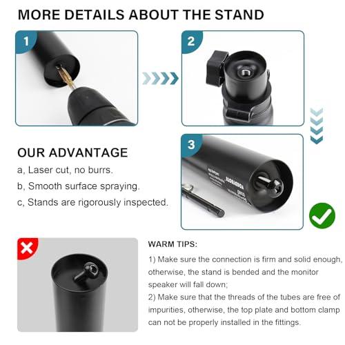 Vondynote Set of 2 Desktop Clamp Speaker Stands Short Studio Monitor Stands Height Adjustable