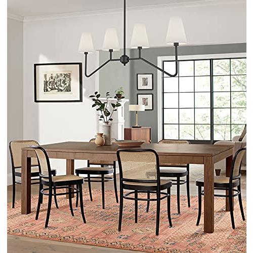 Size  47 Color Black Electro bp;47 W 4-Light Linear Kitchen Island Lighting Fixture Classic Chandeliers Matt Black with White Linen Shades for Dining Room,E12,160W;