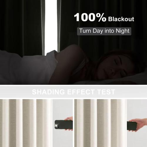 Topfinel Pinch Pleated Full Blackout Linen Curtains 84 Inch for Bedroom Living Room,Fall Natural Double Layer Linen Blended Room Darkening Pinch Pleat Drape with Hooks Rings 2 Panel 40 Wx84 L