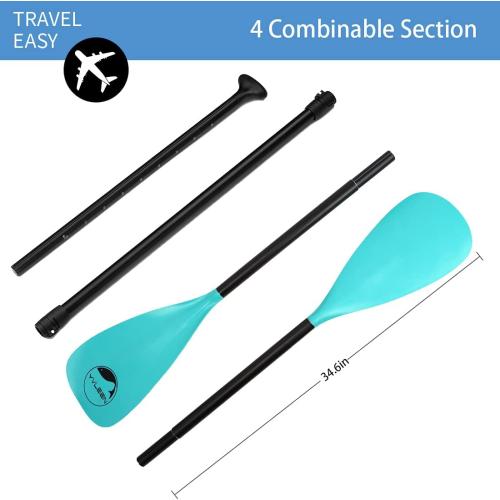 YVLEEN SUP Paddle Board Paddle，Stand up Paddleboard Paddles Adjustable Aluminum 4-Piece Floating Kayak Paddle，Convertible Paddle