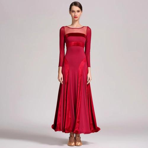Size L Women's Ballroom Dance Competition Dress Modern Waltz Tango Standard Dress Long Sleeve Performance Costumes