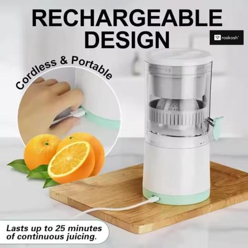 Portable Electric Citrus Juicer – Rechargeable High Power Stainless Steel Orange, Lemon Juicer; Limes & Grapefruit – One-Touch Automatic Fruit Squeezer – Compact & Easy to Clean BPA-free