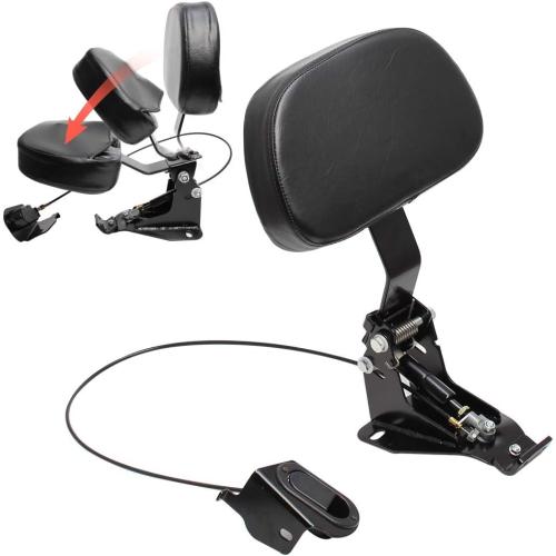 H RUO Adjustable Rider Backrest with Pad for Harley Touring Road King Street Glide FLHR FLHX 2009-2025 2024 2023 2022 2021