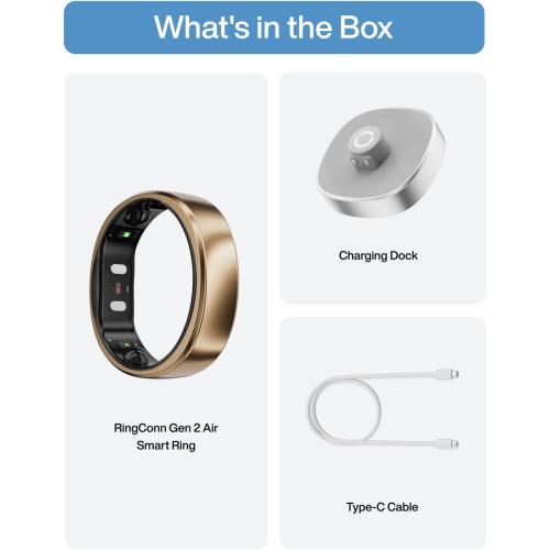 RingConn Smart Health Monitoring Ring - Pale Gold - size 10 - used see the pictures - missing USBC cable