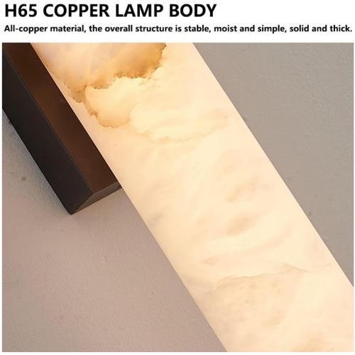 Spanish Natural Marble Wall Sconces Strip Alabaster Wall Lighting All Copper Indoor Nordic Sconce Wall Lamps for Bedroom Staircase Living Room Corridor