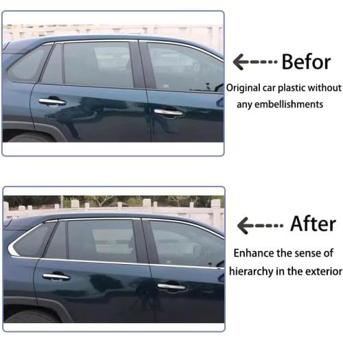 Car Accessories Fit for Toyota RAV4 2019-2025 Stainless Steel Chrome Lower Windows Frame Sill Molding Cover Trims 8PCS