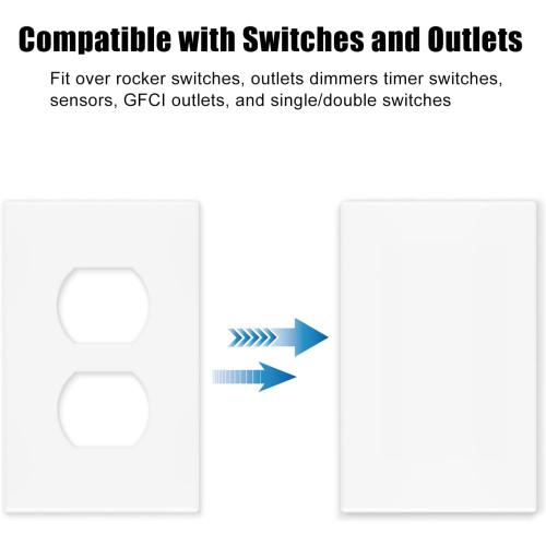 1-Gang Screwless Decorative Wall Plates, stander-Size Unbreakable Thermoplastic Faceplate Cover for Decorator Receptacle Outlet Switch, White (4 Pack, Single Blank-White)