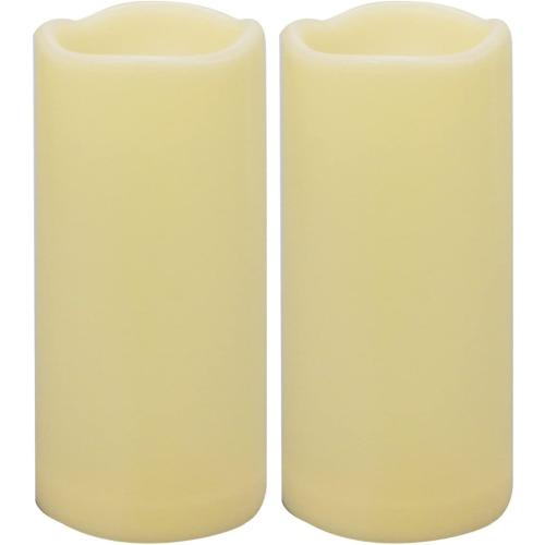 2PCS 7 Waterproof LED Flameless Timer Candles, 1000 Hours Long Battery Life/Flickering Battery Operated Electric Outdoor LED Large Pillar Candle for Outside Lantern Festival Decor etc.