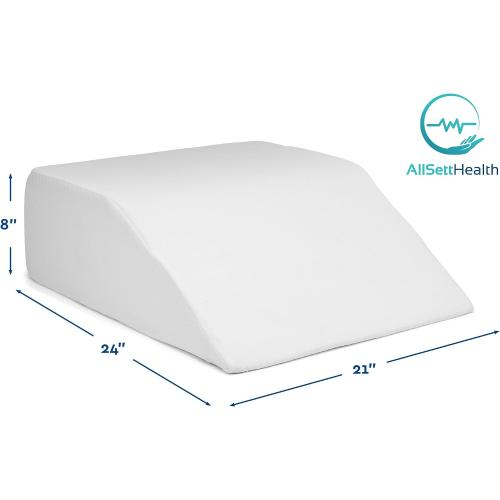 Leg Elevation Wedge Pillow for Sleeping, After Surgery | Memory Foam | Relieves Foot and Ankle Injury, Legs, Hip, and Knee Pain, Improves Blood Circulation, 8 Inch