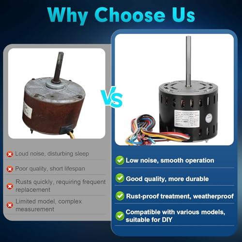 HC41AE117 Furnace Blower Motor 1/3HP 1075RPM 115V 4 Speed with 5μF Capacitor Fits for Carrier Bryant Payne GE Blower Fan Motor 45117 5KCP39GGS336S HC41AE117A HC41AE115 HC41SE122