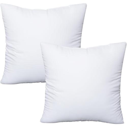Throw Pillows Insert Set of 2, with 100% Cotton Cover, Bed and Couch - Indoor Hotel Decorative Pillows, 16x16 in White Pillows Inserts