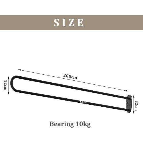Partition Curtain Rod, U-Shape Room Divider, Metal Support Wall Mounted Privacy Partition Rod, Curtains DIY (Black, 6.56ft)