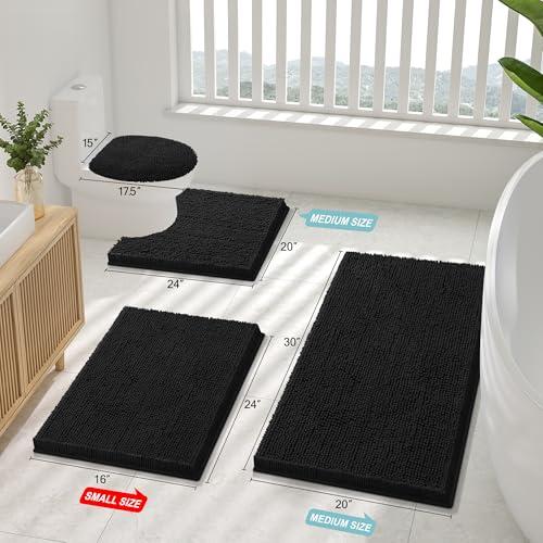 Smiry Toilet Rugs U-Shaped 24x20, Extra Soft Absorbent Contoured Bath Mat