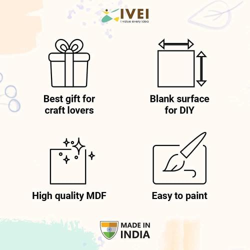 2pk IVEI DIY MDF Coasters/Thin Wood Blanks/Keyrings/Magnets/Boxes for Painting, Decoupage, Resin Art Work & Decoration (Thin MDF Wood Blanks)