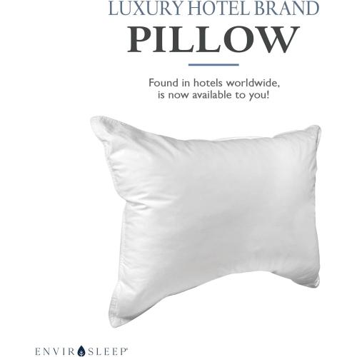 Envirosleep Dream Surrender Firm Support Pillows - Hypoallergenic Polyester Filled Cotton Shell Pillow Set, Standard Size 2 Pillow Set for Hotel or Home Use, by Manchester Mills