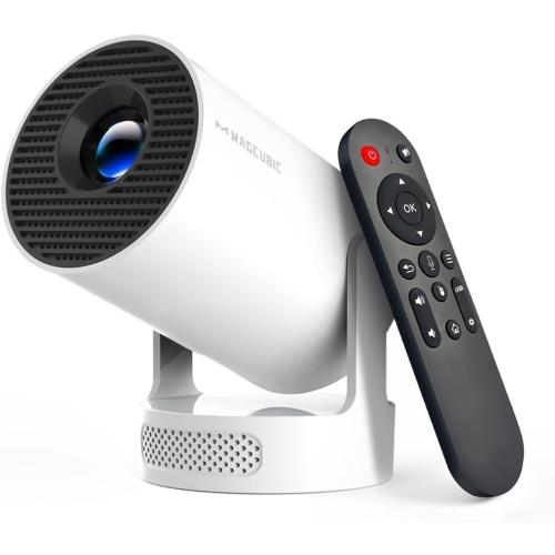 Magcubic Mini Projector with WiFi 6 and Bluetooth 5.4, Portable Projector 4K Support, 5W Soundbase Speaker, Auto Vertical Keystone 180°Rotatable Smart Proyector for Movie Home Outdoor