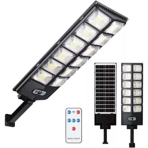 Saker Solar Street Lights, 100,000 Lumens Outdoor Waterproof Solar Light with Motion Sensor & Remote, 220° Wide Angle, Dusk to Dawn Auto On/Off, 3 Lighting Modes for Yard, Garage, Driveway(1 Pack)