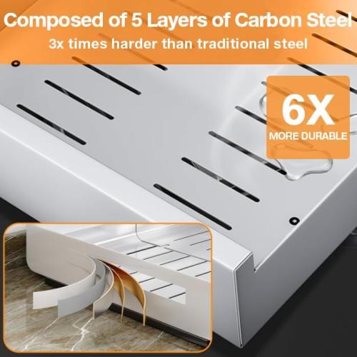 21 Deep Expandable Pull Out Cabinet Organizers, Adhesive with Nano Film, for Framed Cabinets. Upgrade Slide Rails, Peel and Stick Slide Out Drawers with Divider Racks for Kitchen