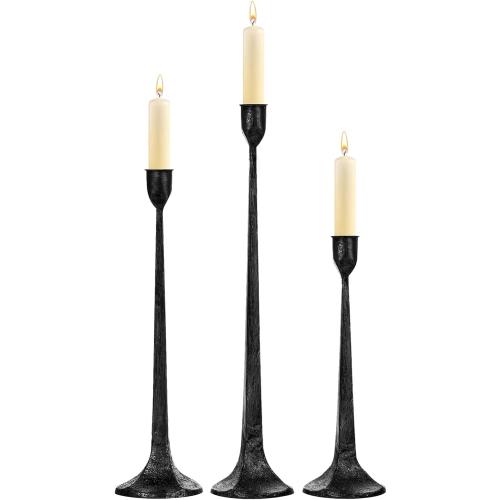 Iron Taper Candle Holder Set of 3 - Decorative Tall Candle Stand, Candlestick Holder for Wedding, Dining Table, Party Decoration