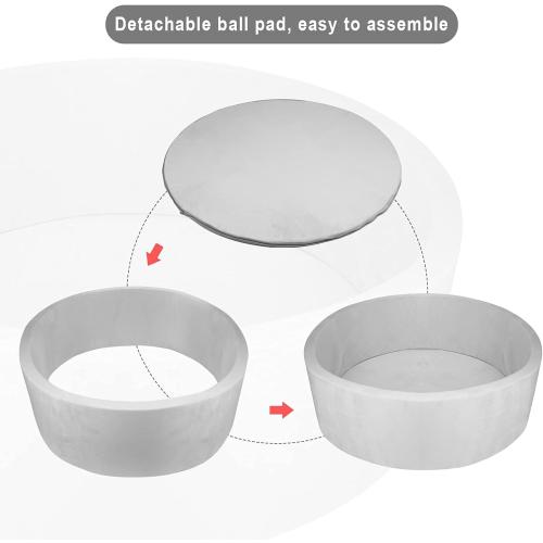 TRENDBOX Extra Large Foam Ball Pit for Toddlers, 47x14 inch Soft Baby Ball Pit with Washable Velvet Cover (Balls not Included)-Grey