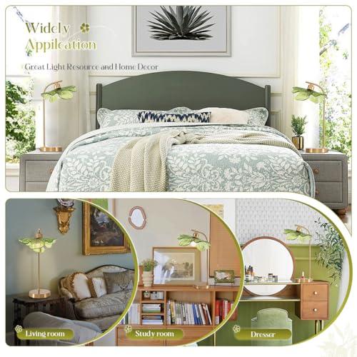 Glass Table Lamps Mid Century Modern Table lamp Gold Desk lamp tall table lamp nightstand lamp touch Table lamp with Green Flower Design Bedside Table Lamp for end table Bedroom Living Room Office