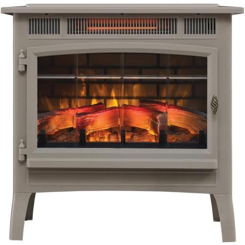 duraflame Freestanding Electric Fireplace Stove Heater with 3D Flame Effect for 1,000 Sq. Ft. Room, French Gray