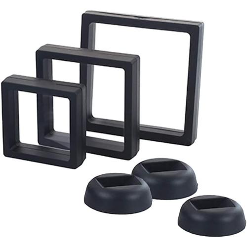 25 Sets Black Square Floating Frame Display Case Holder Jewelry Stand Box for Coins Gift