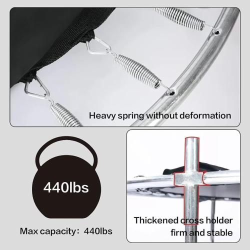 Trampoline for Kids with Enclosure, 440lbs Capacity Indoor & Outdoor Toddler Trampoline with Adjustable Gymnastics Bar & Toys, Gifts for Boys & Girls