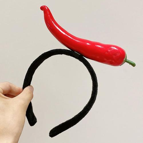 FRCOLOR Spa Headband Chili Pepper Headwear Funny Vegetable Headpieces Makeup Wash Face Hair Accessories for Women Girls