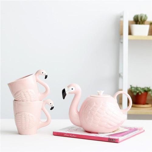 Flamingo Ceramic Coffee Mug, Pink Tea Cup, 15 oz